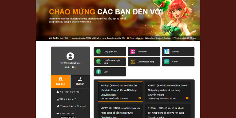 Sử dụng ngân hàng nội địa để giao dịch trên nhà cái 181BET